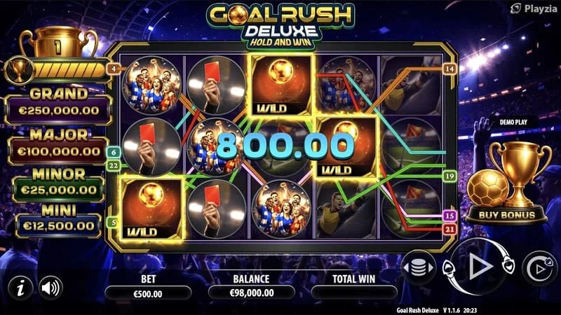 Goal Rush Deluxe - joc de bază, aterizarea unei linii câștigătoare