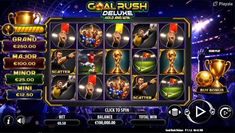 Goal Rush Deluxe - ecranul jocului în modul Free Spins